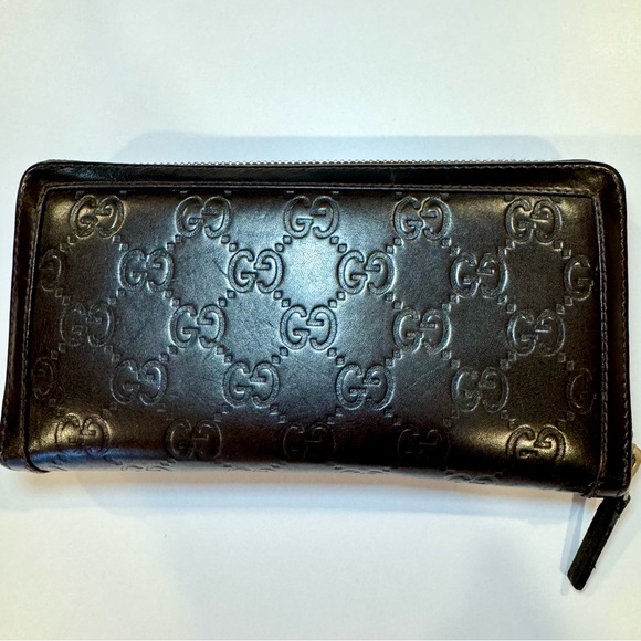 Gucci Sukey Zip Around Wallet In Dark Brown Leather W Goldtone GG Logo - Picture 2 of 16